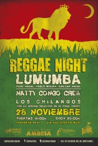 Flyer 'Reggae Night'. Imagen: Cortesía.